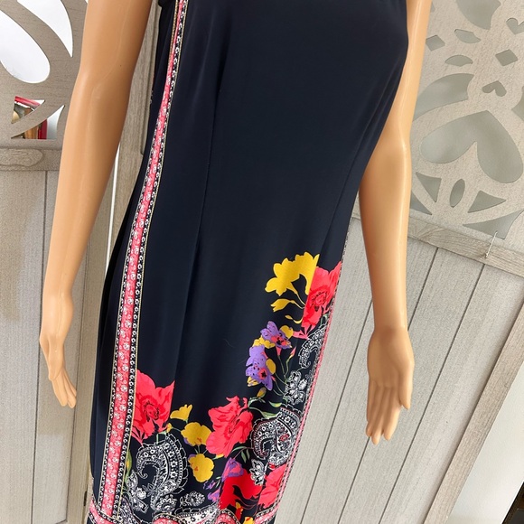 Roz & Ali Sheath Dress size Medium Blue with Beaded Metal collar NWT - Picture 4 of 8